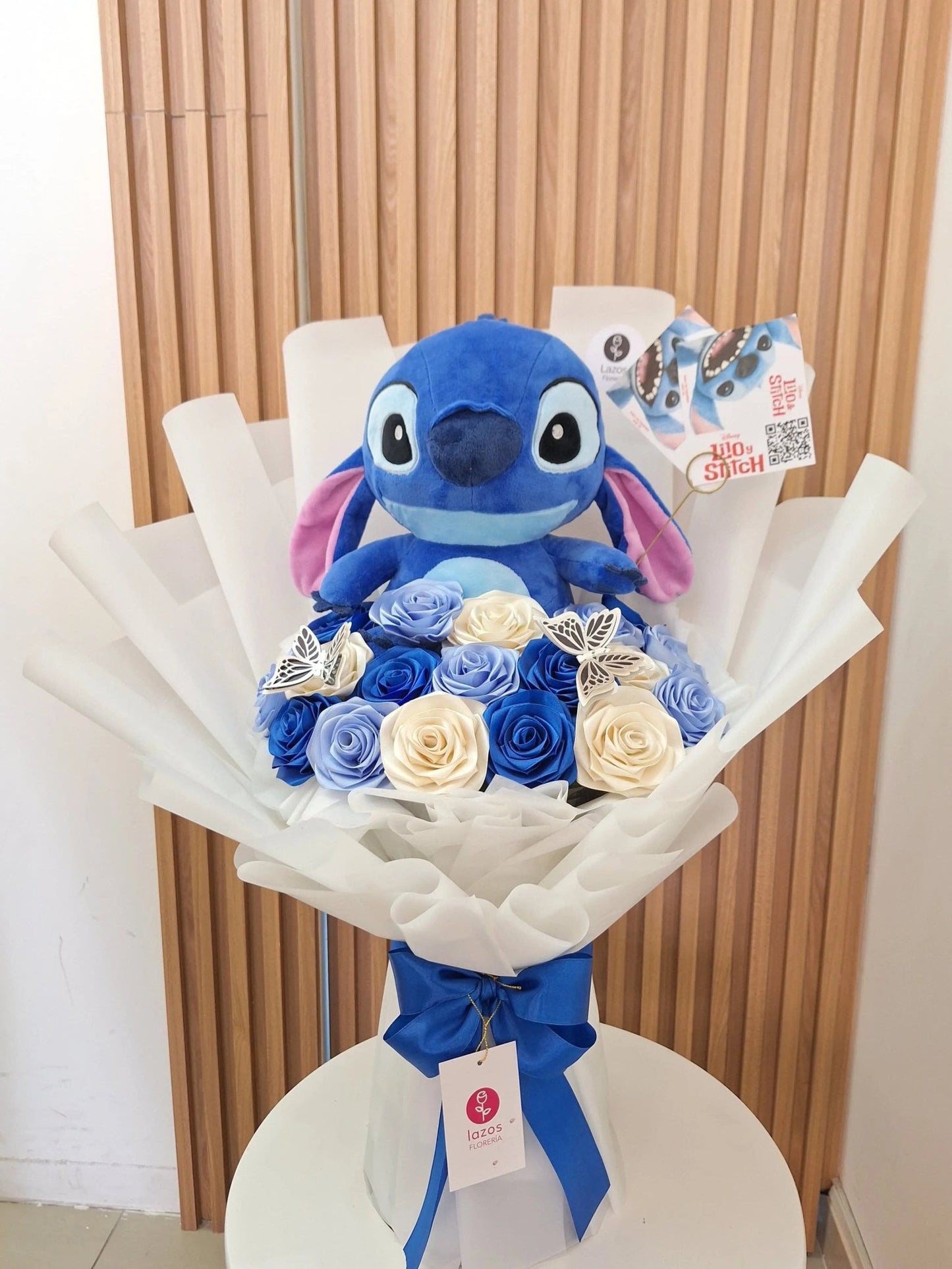 Ramo Stitch Rosas Eternas Azules Lazos.pe
