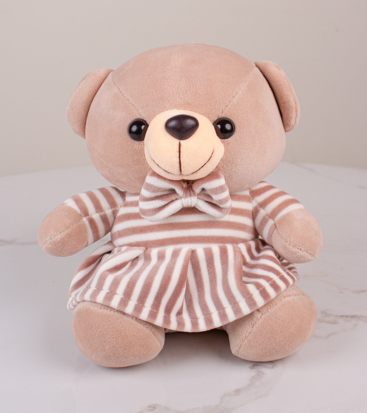 Peluche de Osita con Vestido a Rayas Marrón