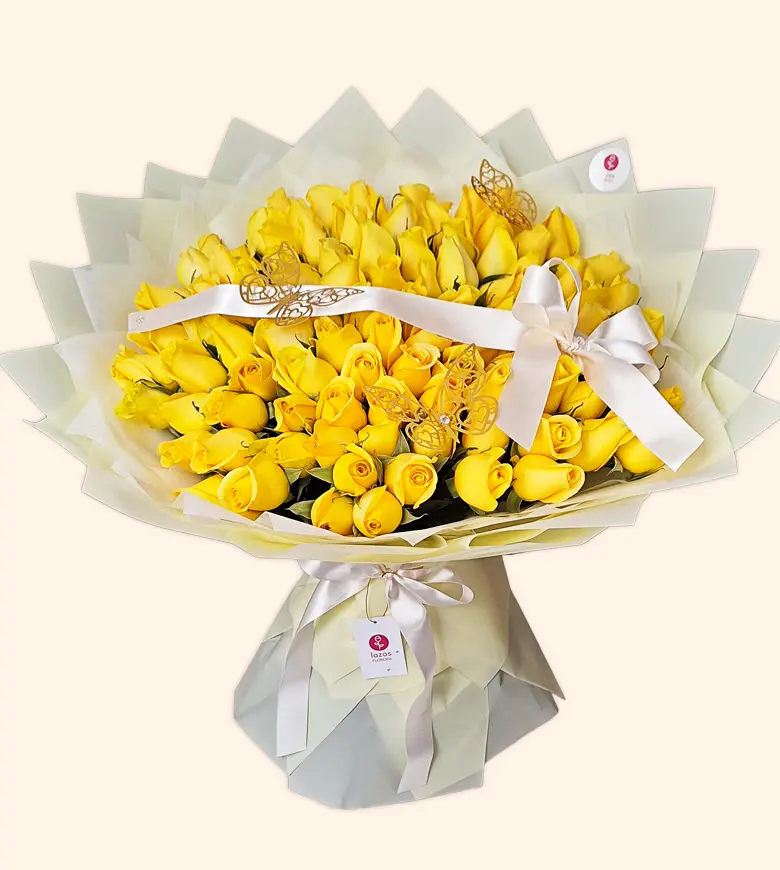 Ramo 100 Rosas Amarillas LAZOS FLORERIA