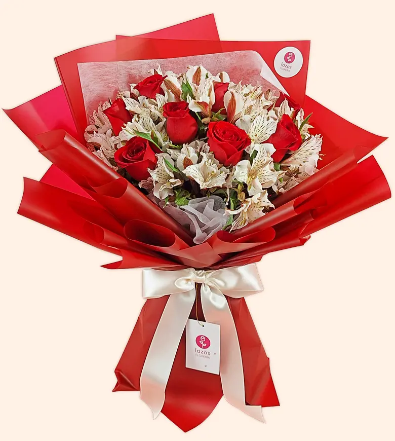 Ramo de Rosas y Astromelias LAZOS FLORERIA