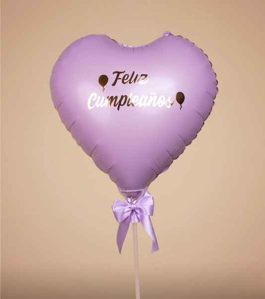 Globo Corazón Lila "Feliz Cumpleaños"