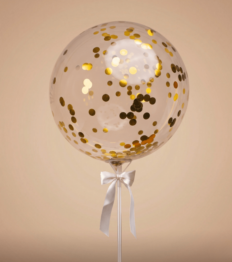 Globo Burbuja Confeti Dorado