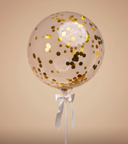 Globo Burbuja Confeti Dorado