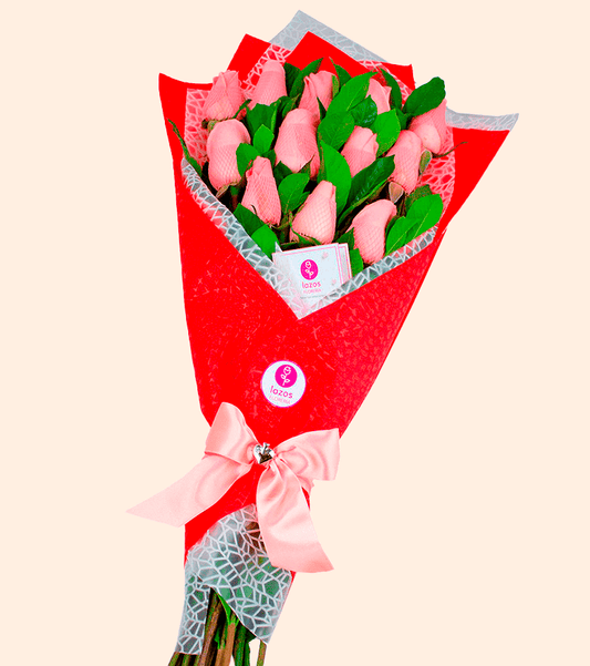 Ramo de 12 rosas rosadas