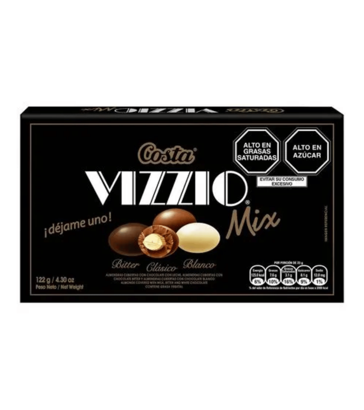 Caja de chocolates Vizzio Mix Costa con almendras para complemento de regalo en Lima de Florería Lazos.