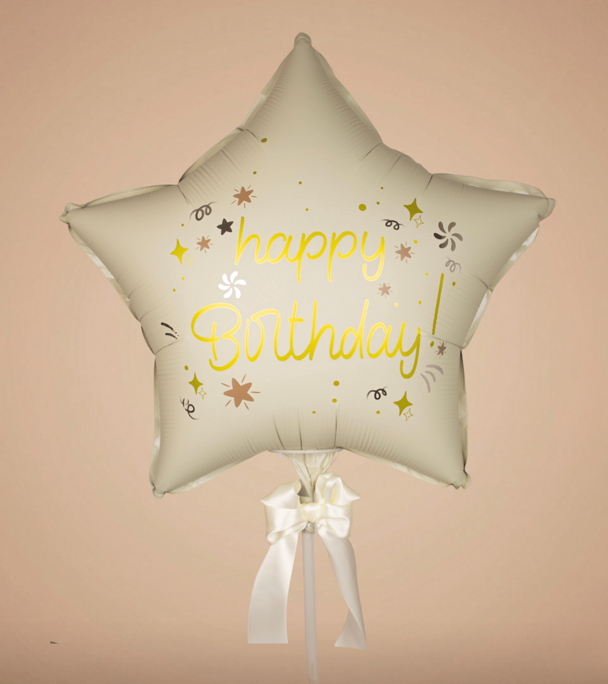 Globo estrella crema "Feliz Cumpleaños"
