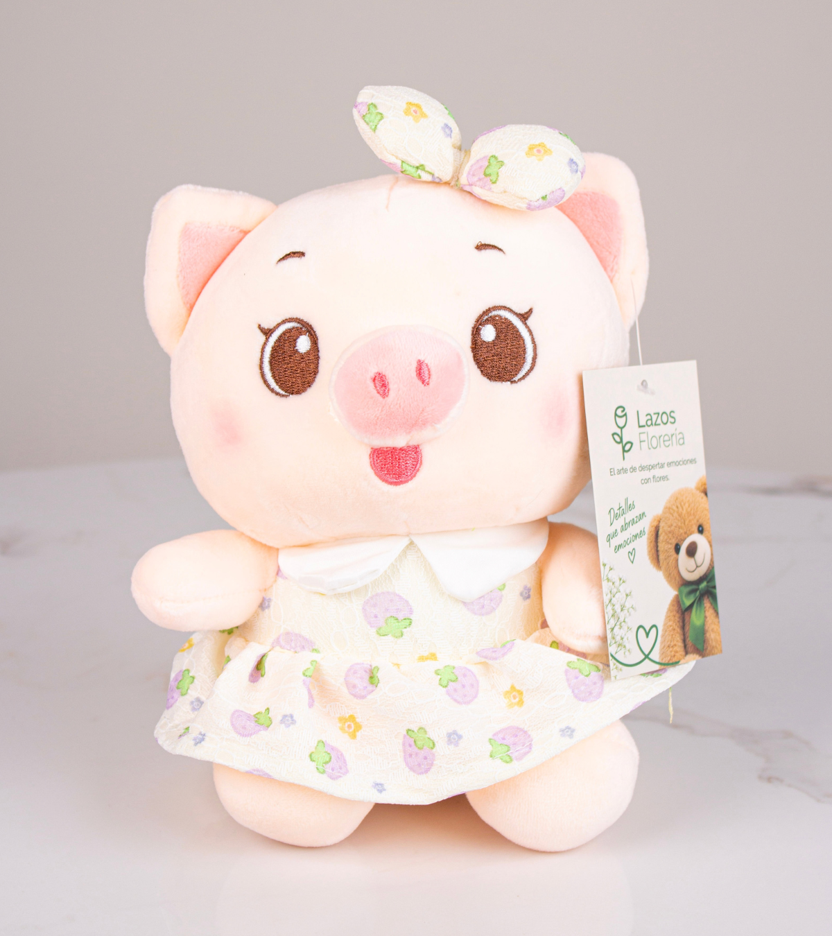 Peluche de Cerdita con Vestido Estampado